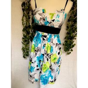 I.N. San Francisco Blue Green Mini Dress with Back Bow SZ Juniors 3- Women's XS